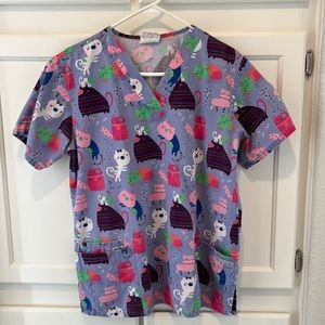UA Scrubs Kitty Print Scrub Top